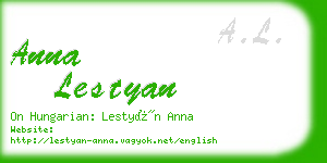 anna lestyan business card